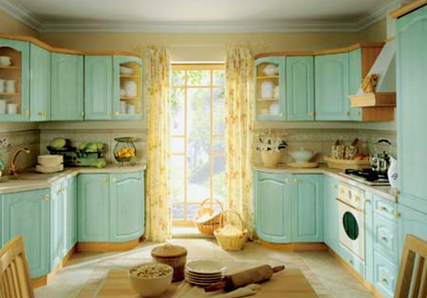 Нежно-зеленый цвет кухонной мебели