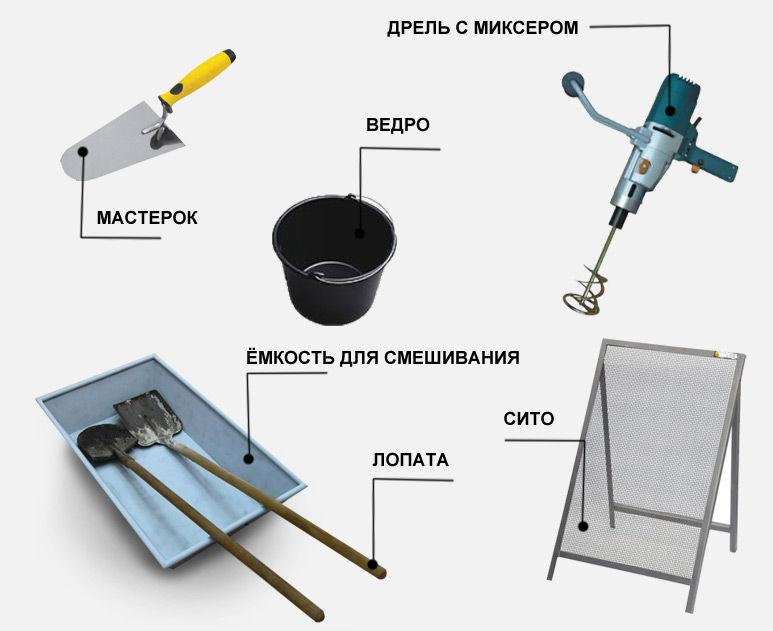 что нужно для замеса песко-цементной смеси