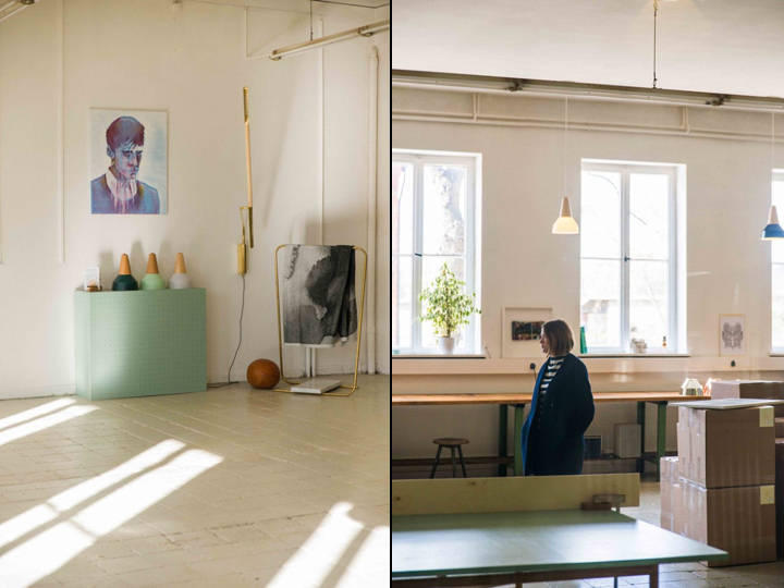 Портрет на стене и растения в офисе и мастерской