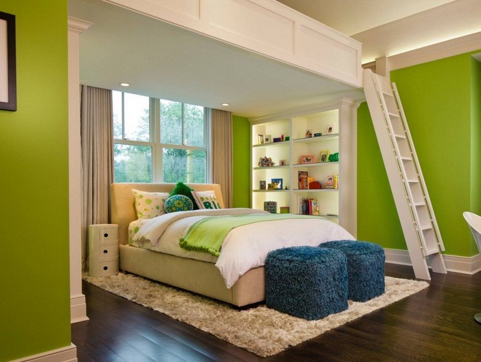 Дизайн интерьера спальни в зеленых тонах