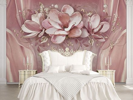 Фотообои спальня цветы магнолия