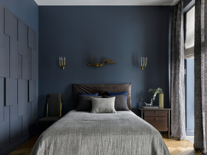 темно-синяя спальня