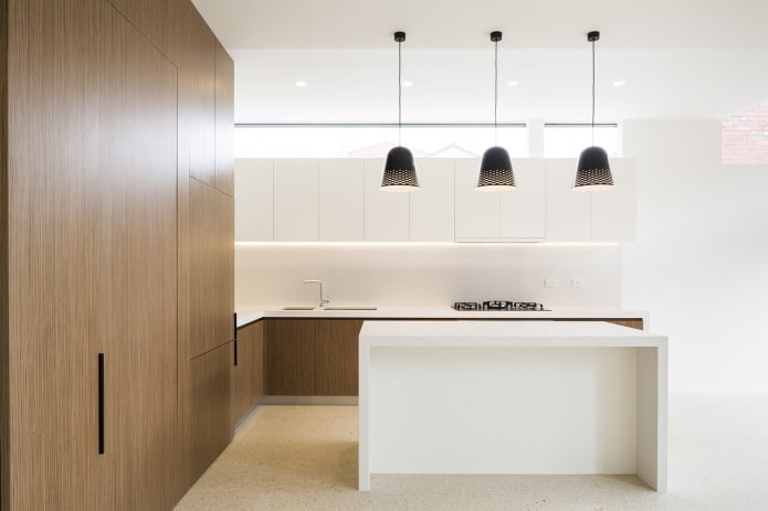 освещение в интерьере кухни в минималистичном стиле
