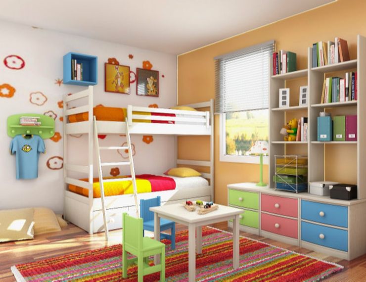 Дизайн детской комнаты для двух разнополых детей детский столик