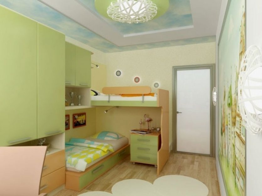 Дизайн детской комнаты для двух разнополых детей светлые тона