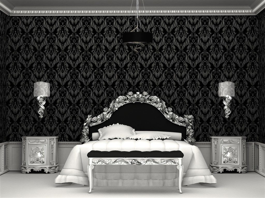 черно белая спальня фото декор