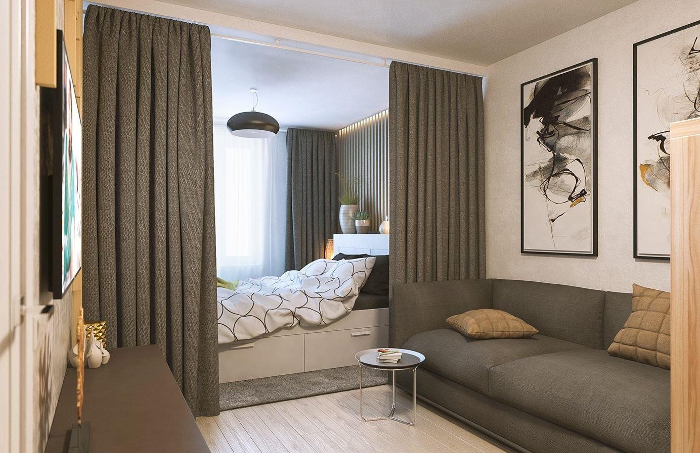 дизайн спальни гостиной 14 кв м