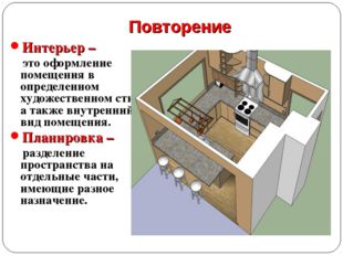 Повторение Интерьер – это оформление помещения в определенном художественном