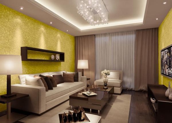 Дизайн гипсокартонного потолка необходимо выбирать так, чтобы он гармонично дополнял интерьер гостевой комнаты