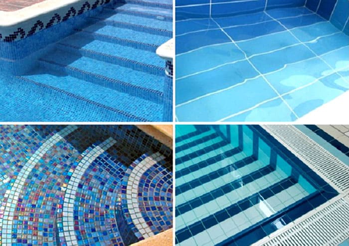 В большинстве случаев влагоотталкивающий плиточный клей, который используется при отделке бассейнов, является белым, так как в качестве облицовки зачастую используется мозаика