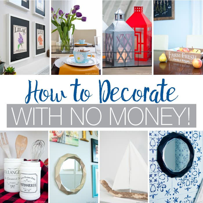 Create a cozy and wonderful space on a budget! Learn tips and ideas for how to decorate with no money (or for less than the cost of a latte). Housefulofhandmade.com 