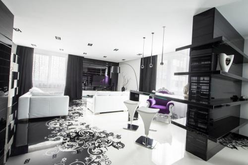 Дизайн в черно белых тонах квартиры. Отделка