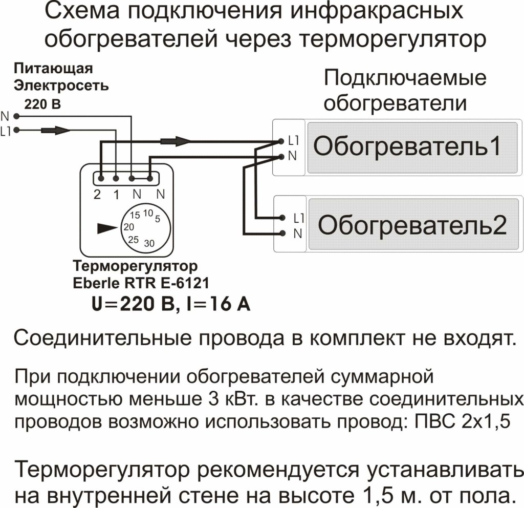 Подключение инфракрасного обогревателя