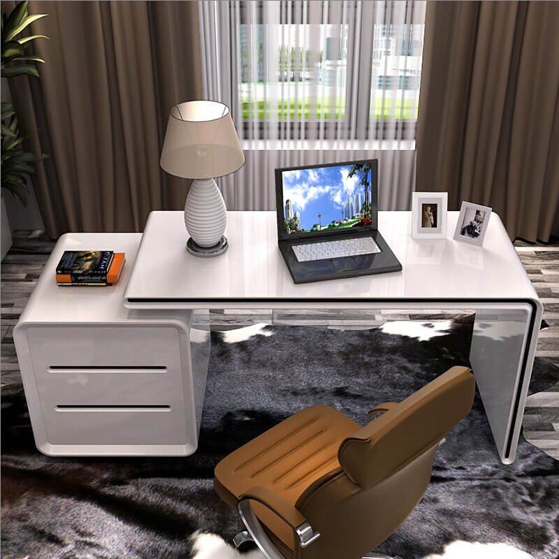 Встроенный компьютерный стол в интерьере спальни