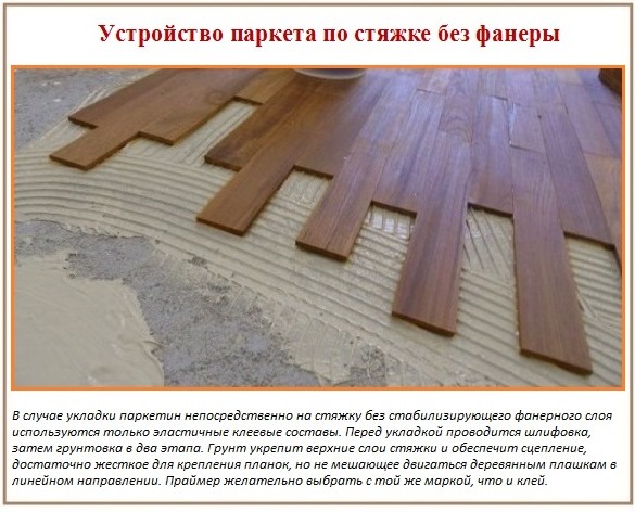 Укладка паркета на стяжку без фанеры Нюансы укладки паркета без фанерной подготовки