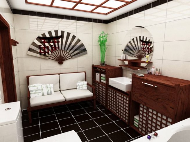 Мебель и аксессуары для ванной в японском стиле
