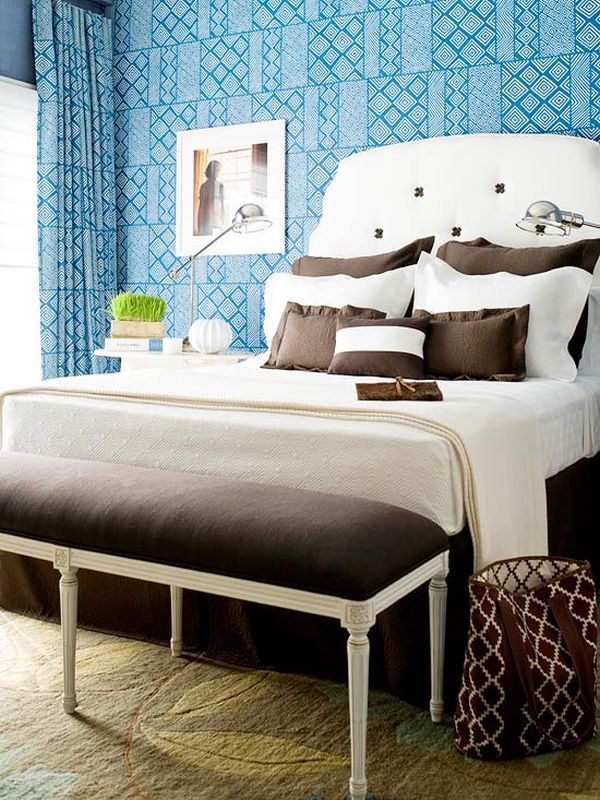 Голубой и коричневый спальня