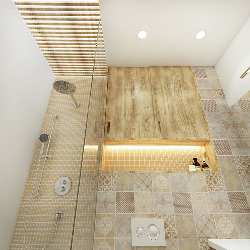 Дизайн потолка в ванной 3 кв.м. - фото