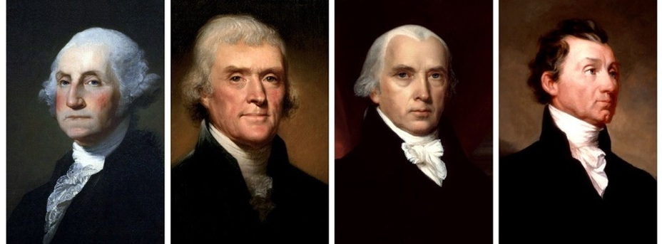 ​«Виргинская династия» президентов: Джордж Вашингтон, Томас Джефферсон, Джеймс Мэдисон, Джеймс Монро (https://www.thinglink.com) - «Каменная стена» южан 