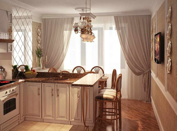 пример яркого стиля окна на кухне