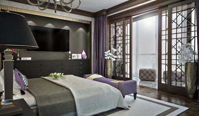 Дизайн спальни в стиле арт-деко для мужской квартиры